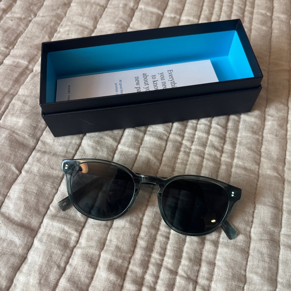 Warby Parker Percey Sunglasses in Viridian Green Gray lenses